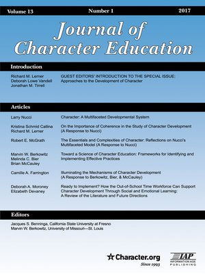 cover image of Journal of Character Education, Volume 13, Issue 1
